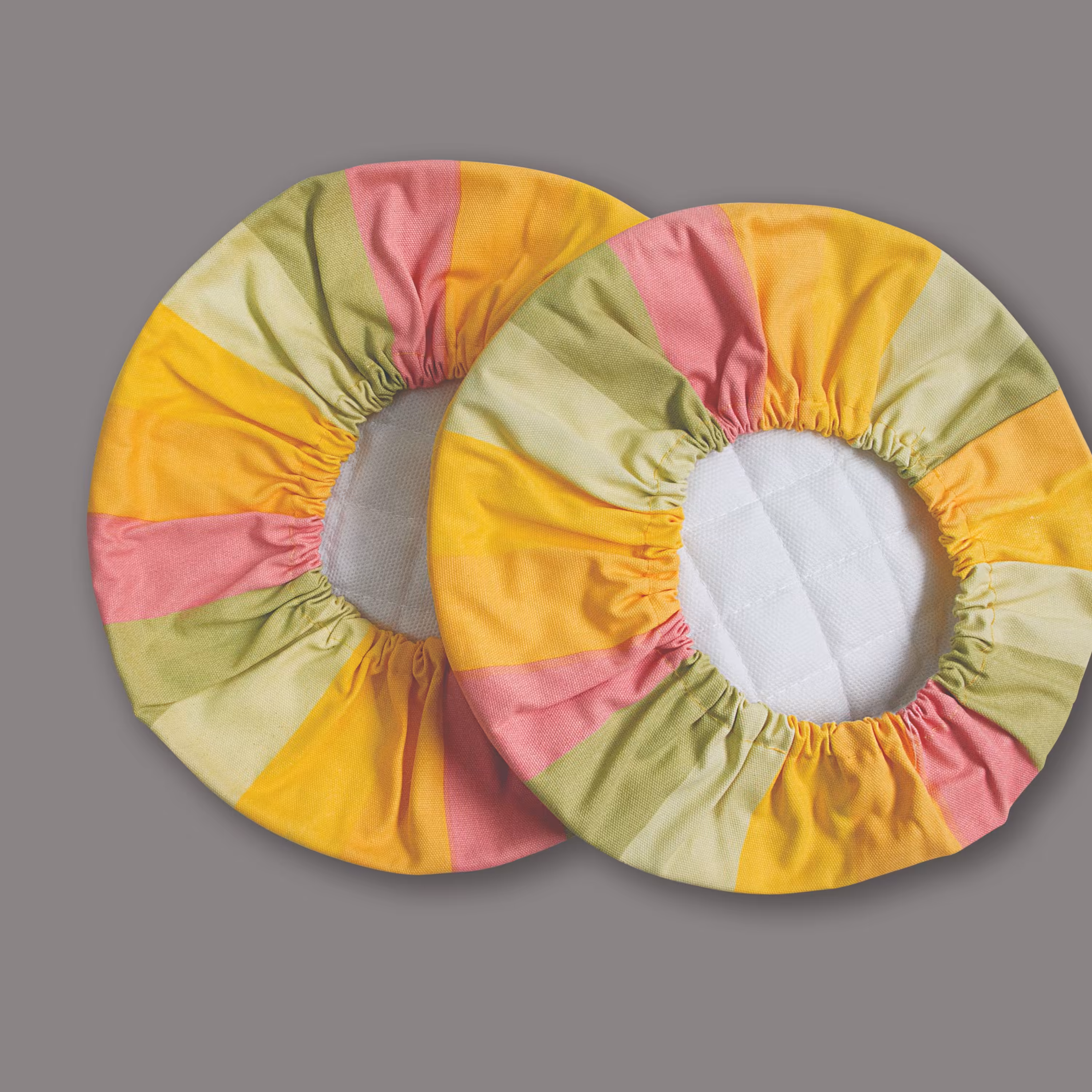 دمکن سه تایی کتان طرح رابید صورتی