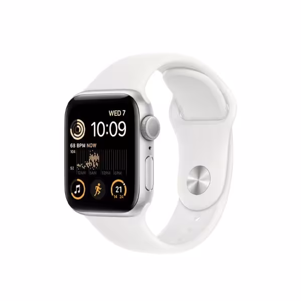 ساعت هوشمند اپل مدل SE 2022 Silver Aluminum Case with White Sport Band سایز 44 میلیمتری