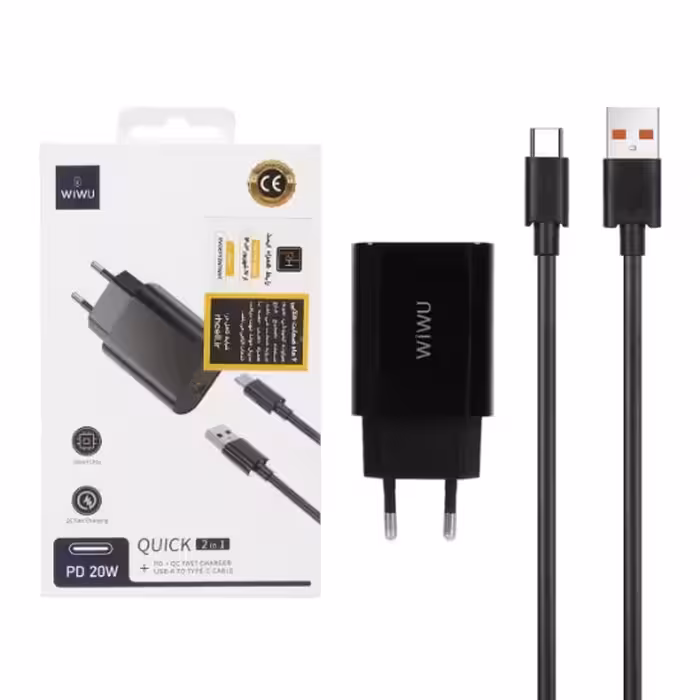 شارژر دیواری 20 وات ویوو مدل Quick Charger U002 به همراه کابل تبدیل Type-C