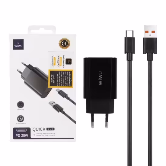 شارژر دیواری 20 وات ویوو مدل Quick Charger U002 به همراه کابل تبدیل Type-C