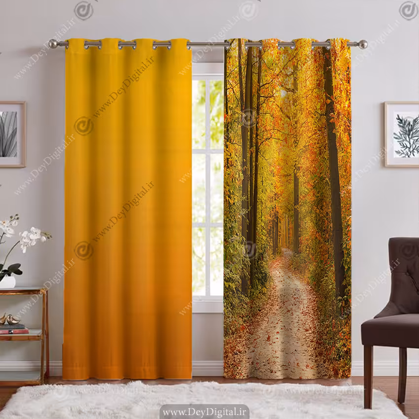 پرده پانچ طبیعت طرح جنگل پاییزی PK-6566