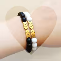 دو عدد دستبند زیبای سنگ اونیکس سیاه و سفید