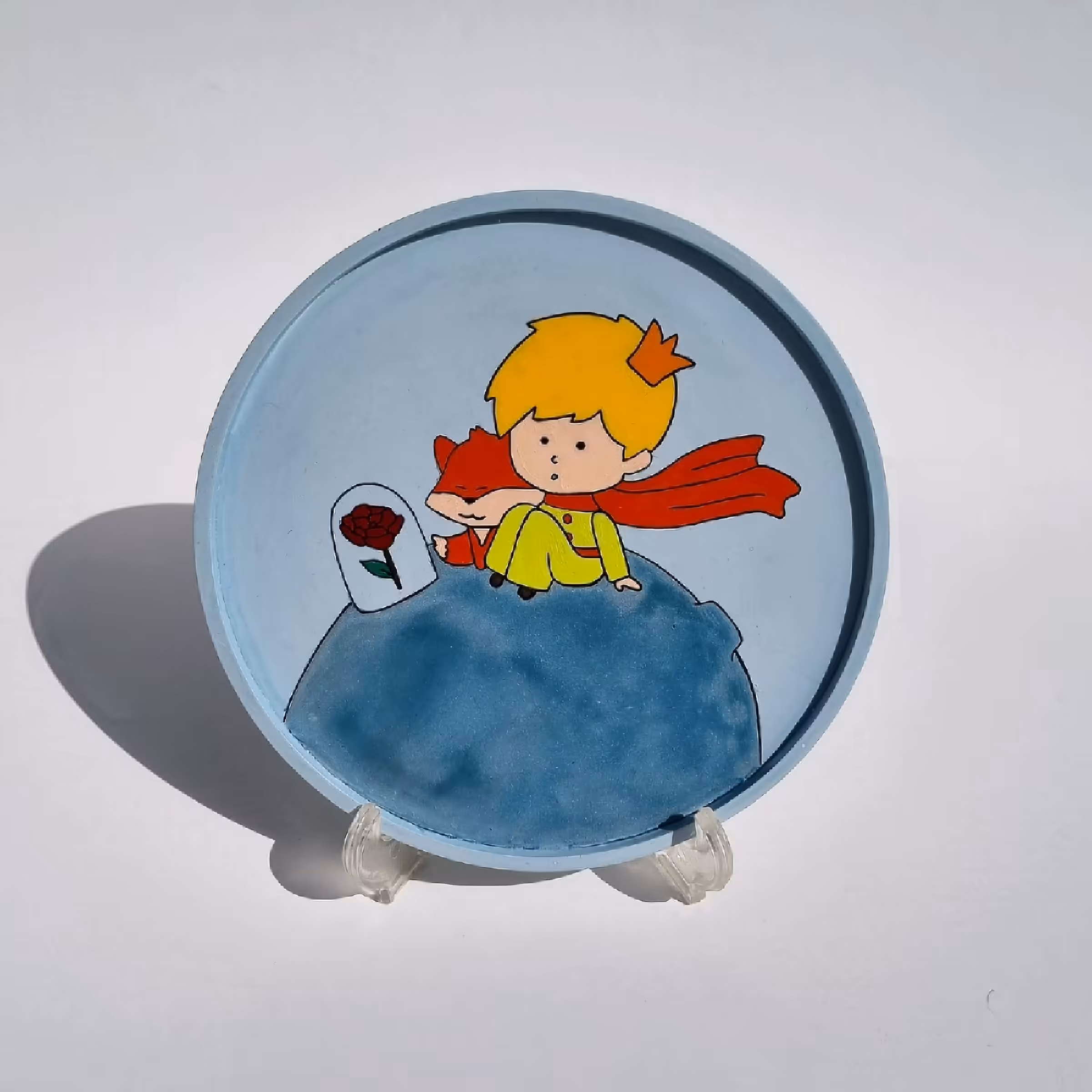 بشقاب بتنی نقاشی شازده کوچولو ، رنگ آبی ،قطر 20 سانت 