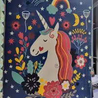 فرش پاتریس  فرش گلیم کودک 400شانه طرح تک شاخ سرمه  سایزکناره یک در یک ونیم متری