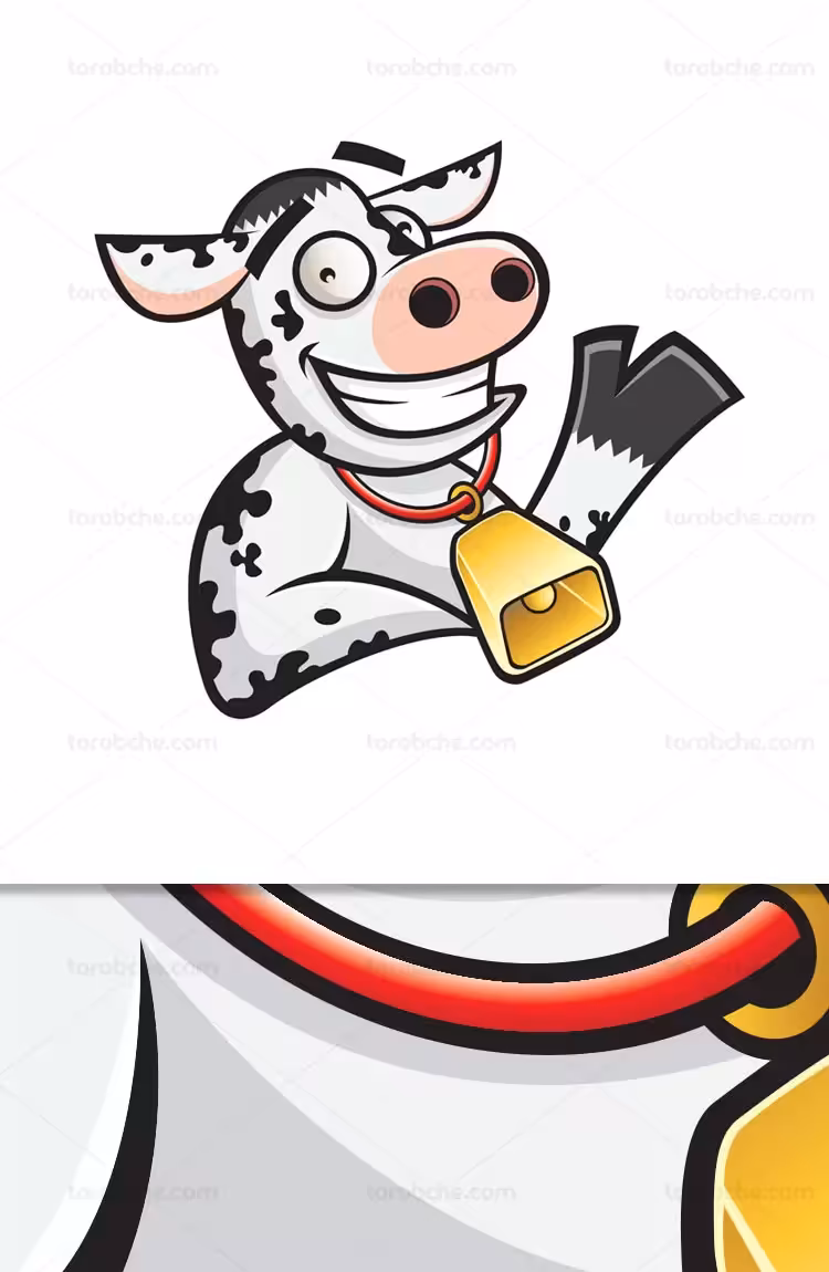 وکتور کاراکتر کارتونی گاو سفید | گرافیک با طعم تربچه