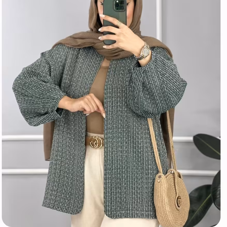 کت استین پفی مدل بنفشه رنگ سبز