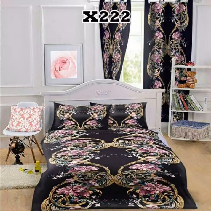 روتختی یک نفره طرح گل زمینه مشکی سه بعدی جنس میکروتترون  مناسب نوجوان  برای تخت90