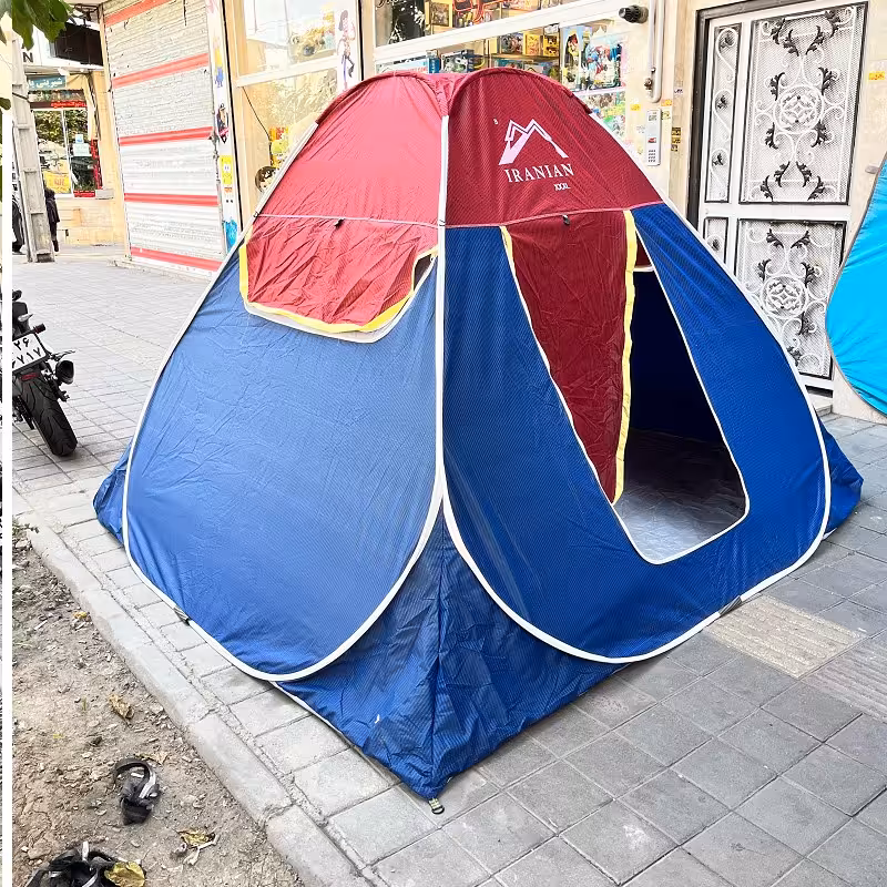 چادر مسافرتی 12نفره فنری جنس برنو با کف ضخیم و ارتفاع بلند و زیپ دانه درشت کد7