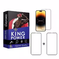 گلس موبایل iPhone 14Pro مدل Anti Static  برند کینگ پاور  بسته بندی 2 عددی
