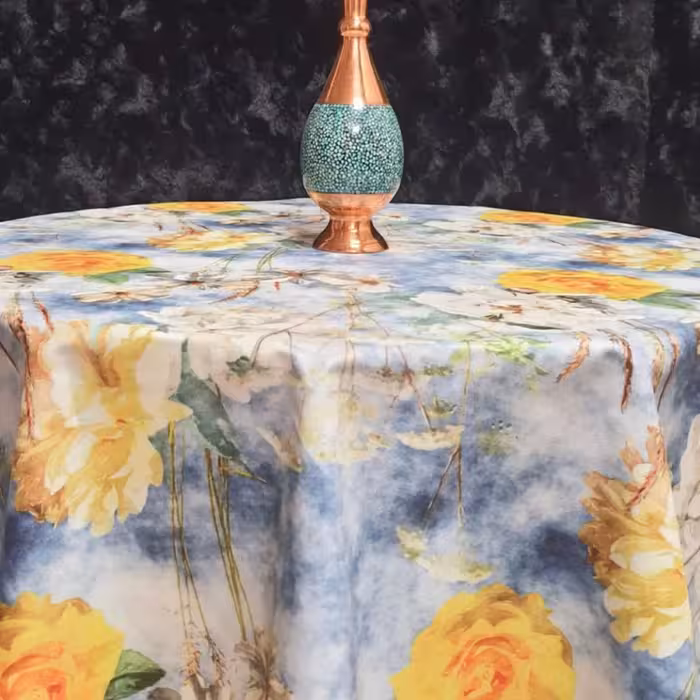 پارچه رومیزی پانو کتان عرض140 طرح برنا