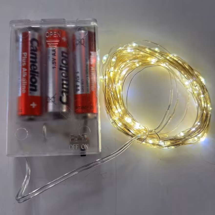 ریسه مفتولی زرد (آفتابی) باتری خور 5 متری