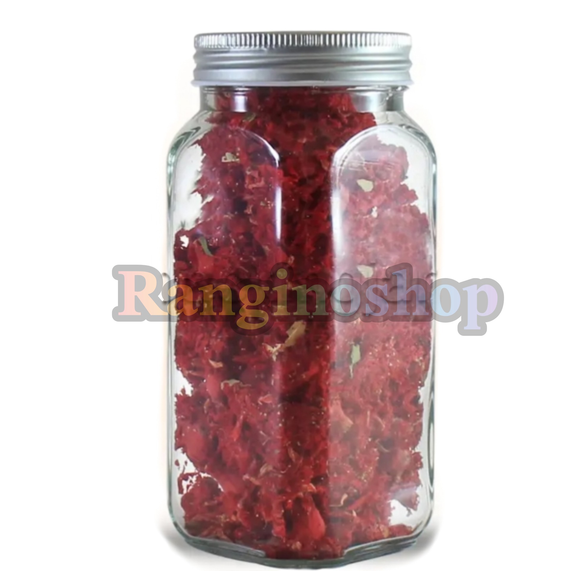 بانکه و جار شیشه ای چهارگوش کتیبه سایز 2 مخصوص حبوبات درب کانتینری فلزی حجم 600 گرم
