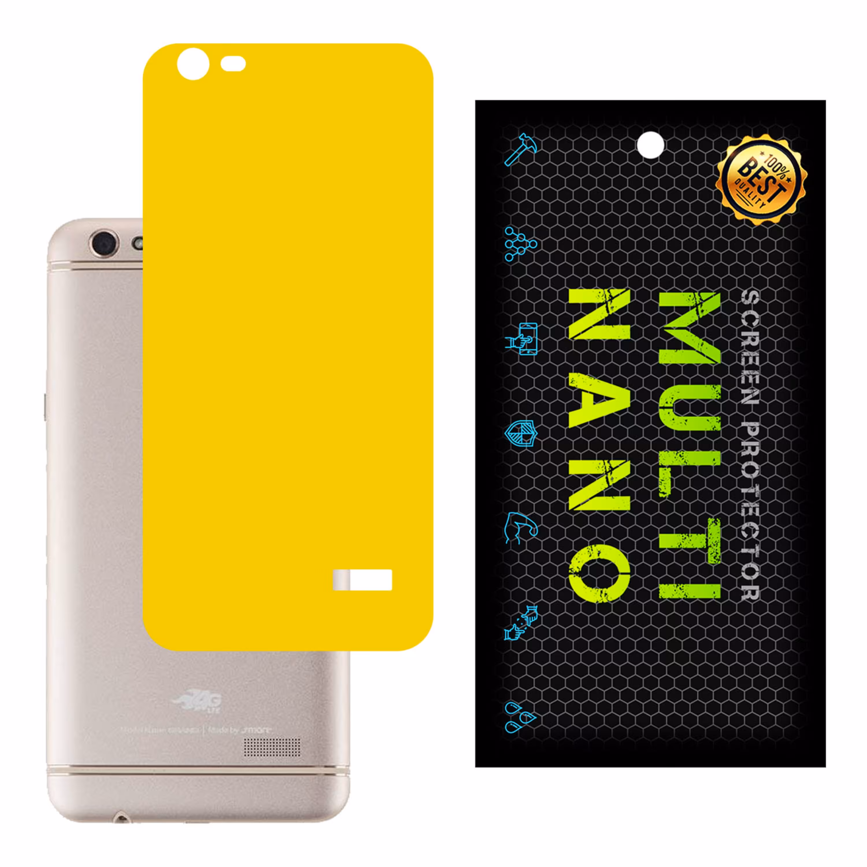 برچسب پوششی MultiNano مدل X-F1M-Yellow برای پشت موبایل اسمارت Grand 