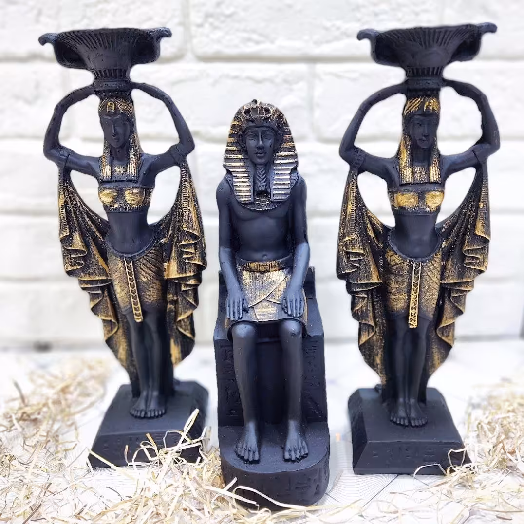 مجسمه فرعون و خدمت کار مجموعه 3 عددی