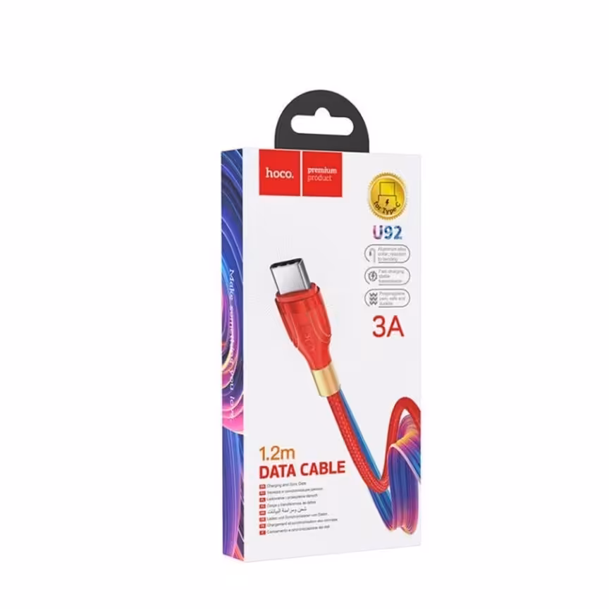 کابل تبدیل USB به USB-C هوکو مدل U92 طول 1.2 متر
