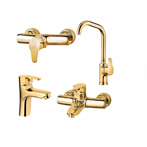 ست 4 تکه شیر آلات کاویان مدل آنیتا طلایی