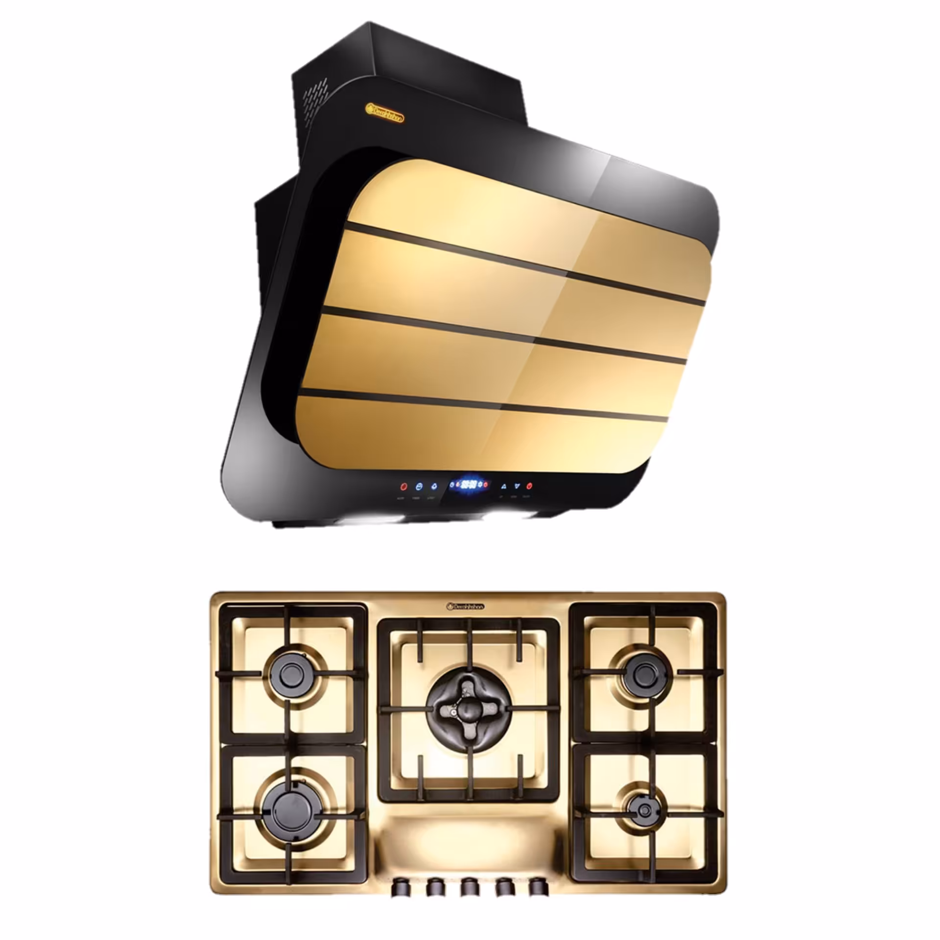 ست هود و گاز درخشان مدل  پارالل طلایی