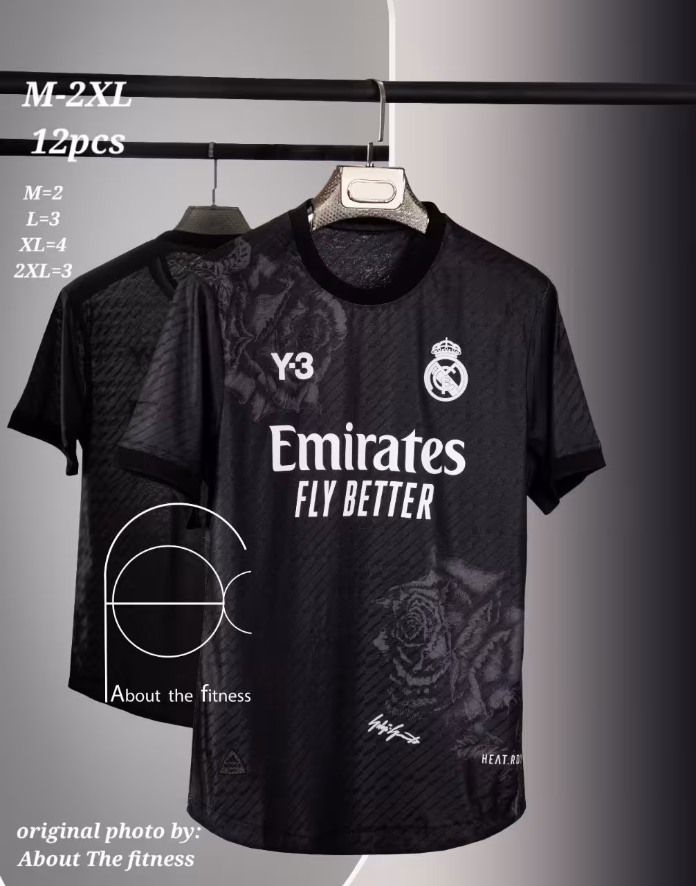 کیت رئال مادرید کانسپت Y3 مشکی 2025 ورژن پلیر (بازیکن)