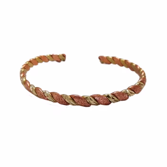 دستبند مسی دورنگ پیچ پهن کد JW216