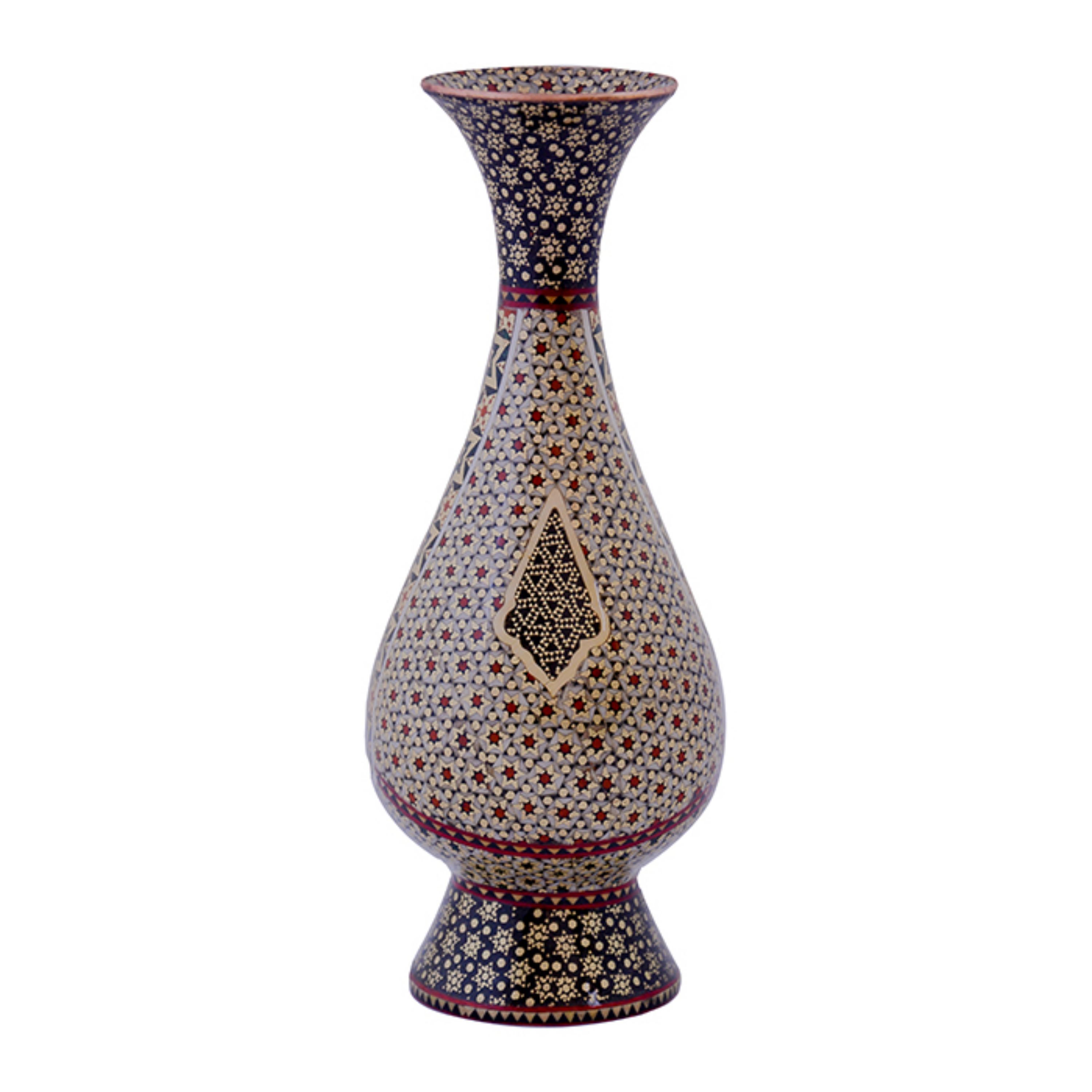 گلدان صراحی مس و خاتم 20 سانتی