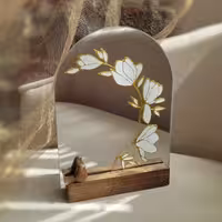 آینه ویترای رو میزی با استند چوبی ، آینه نقاشی شده 