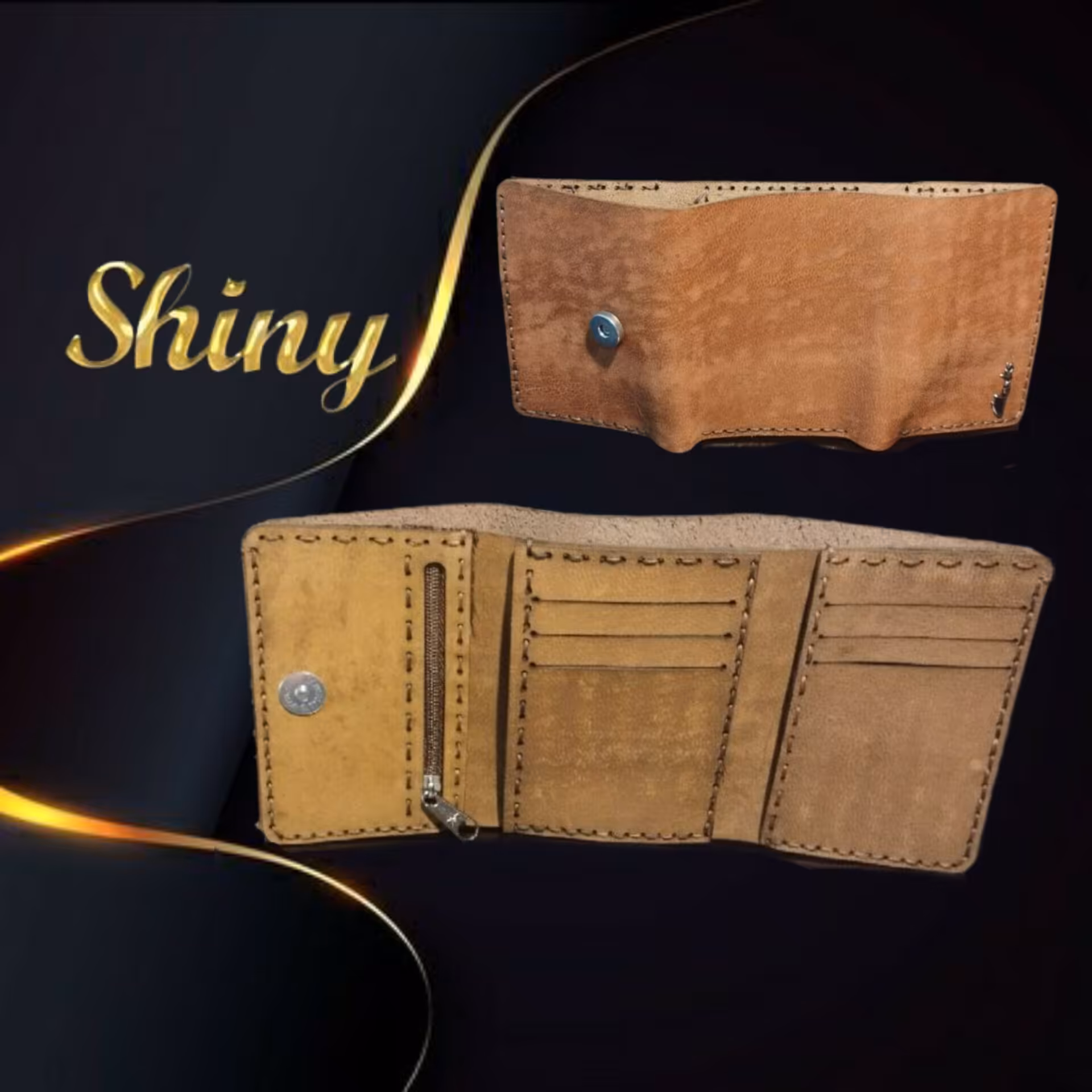 کیف جا کارتی چرم طبیعی و دست دوز کد 8