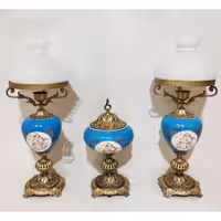 شمعدان مدل ست سه تیکه چراغهای پایه برنجی ارتفاع 64 سانتی متر