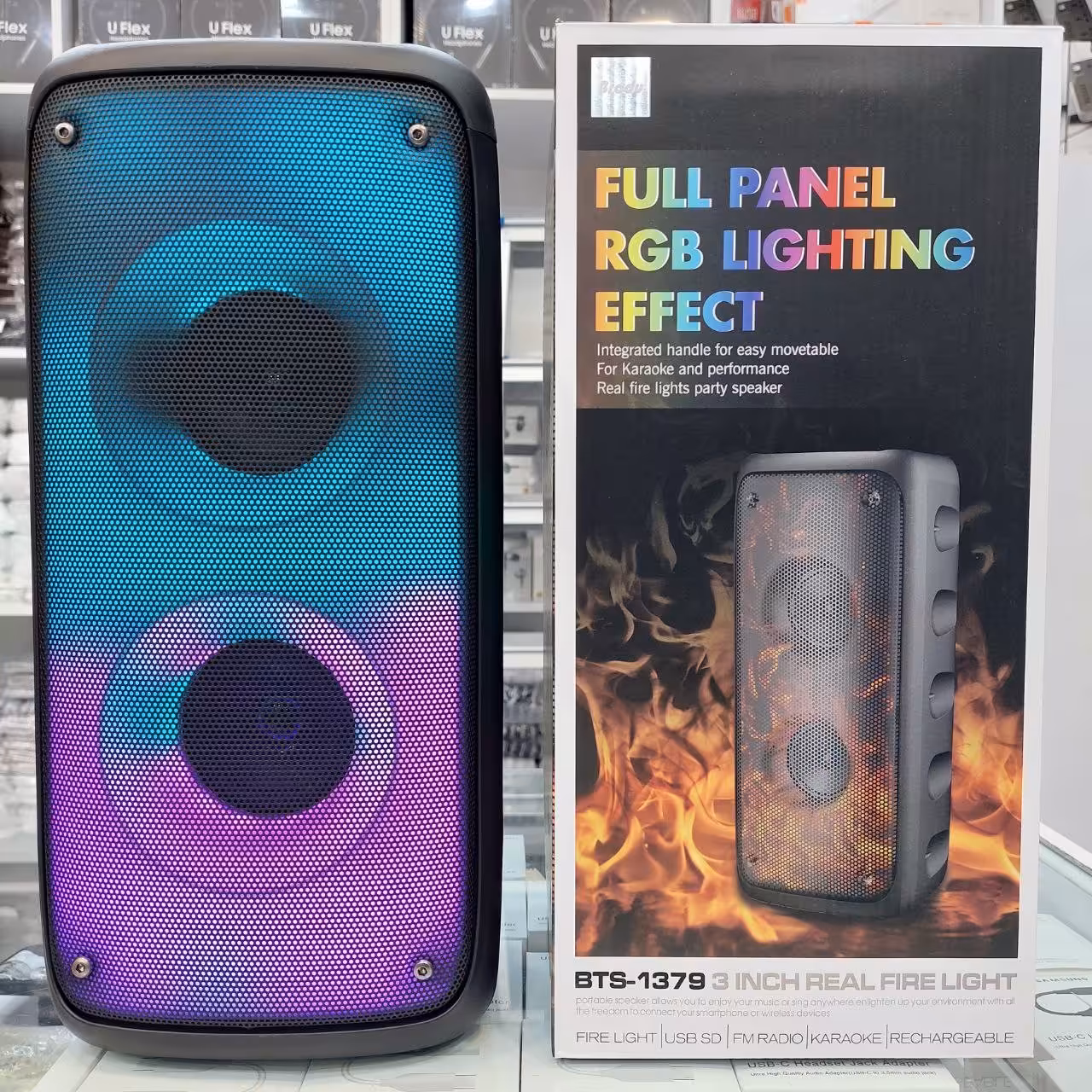 اسپیکر مدل BTS-1379 دارای بلوتوث قابلیت  رم ،فلش،aux دارای رقص نور 3 اینچ 2 