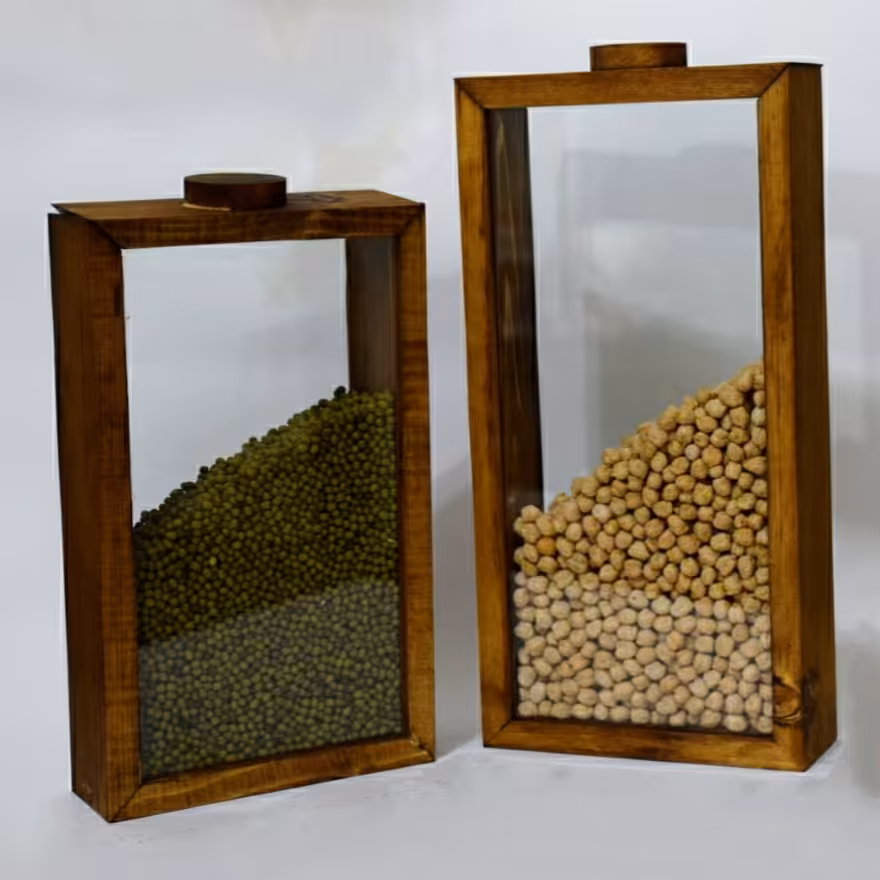 ظرف حبوبات چوبی