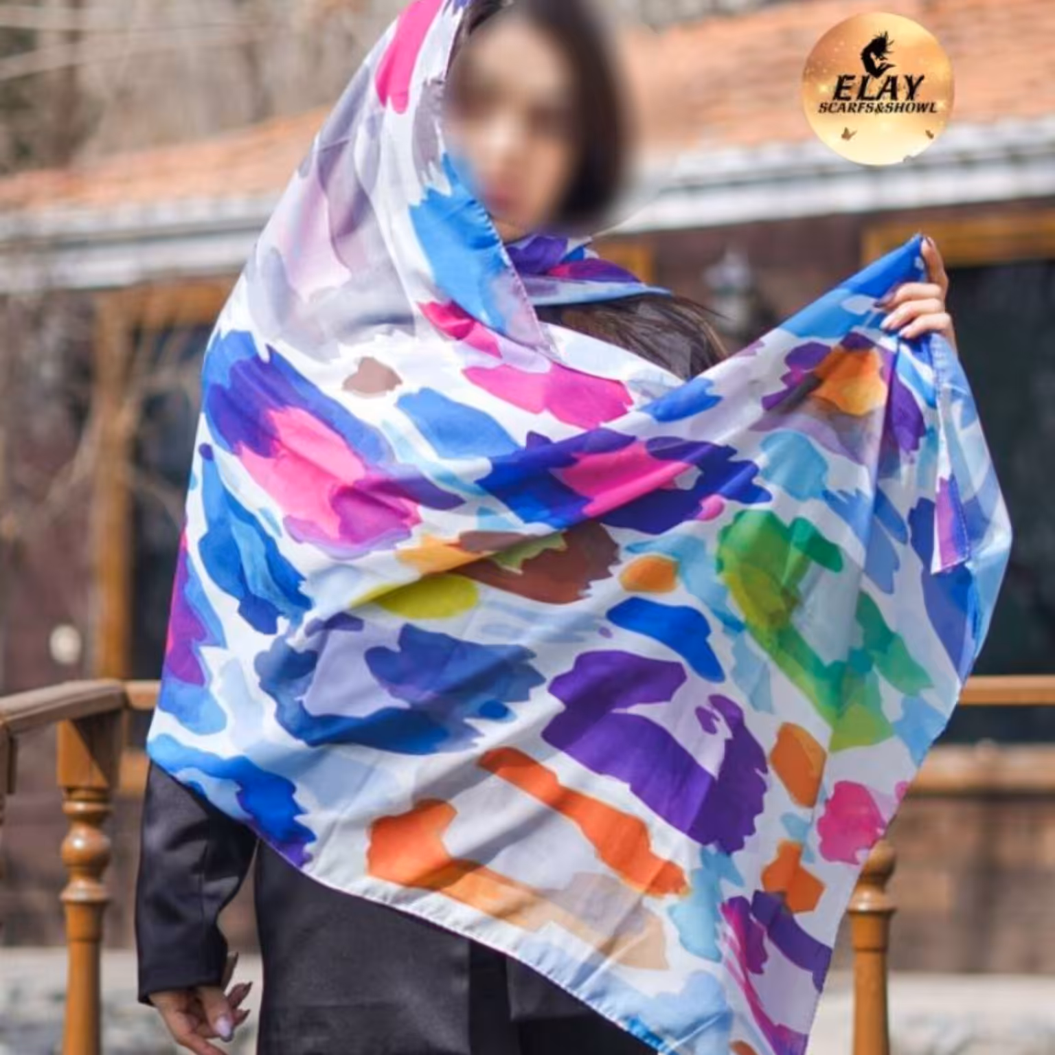 شال بنفش آبرنگی نخی چهارفصل اعلا کیفیت تضمینی