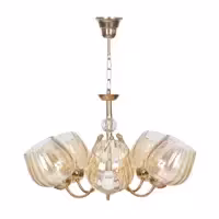 لوستر  سقفی - لوستر آویز پنج شعله پارادایس -روشنایی سقفی با حباب 5 چراغه -آشپزخانه پذیرایی اتاق خواب رنگ طلایی