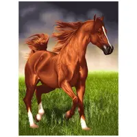 کد 26056 - نخ و نقشه کامپیوتری تابلو فرش عرشیان طرح حیوانات و پرندگان - اسب