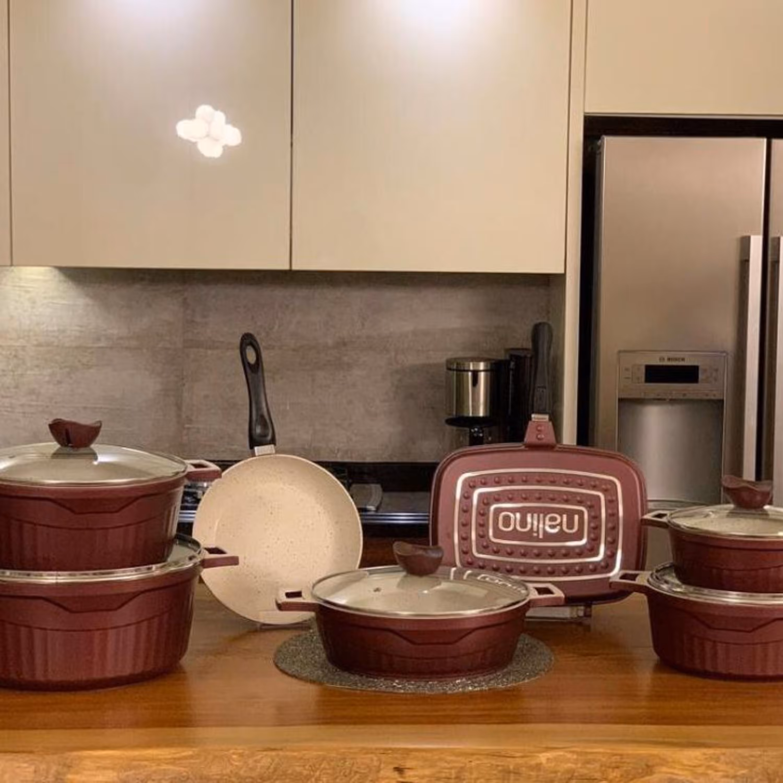 سرویس قابلمه طرح چدن 15 پارچه بادمجانی نالینو