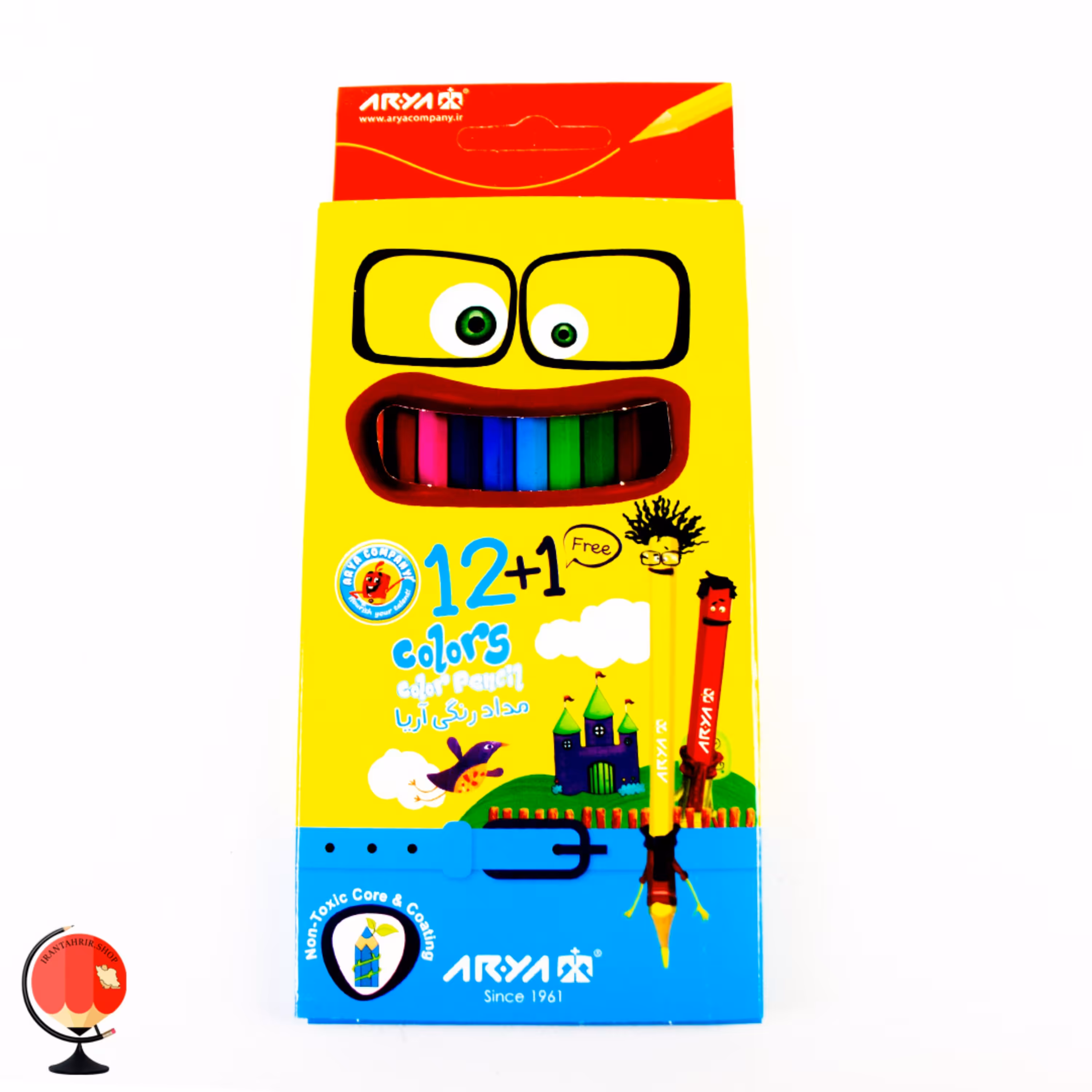 مداد رنگی اریا 12 رنگ طرح پسر جعبه مقوایی کد 1396