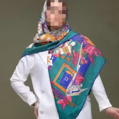 روسری ابریشم توییل سبز 140
