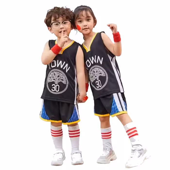 پیراهن و شورت بسکتبالی بچه گانه گلدن استیت مشکی شماره 30