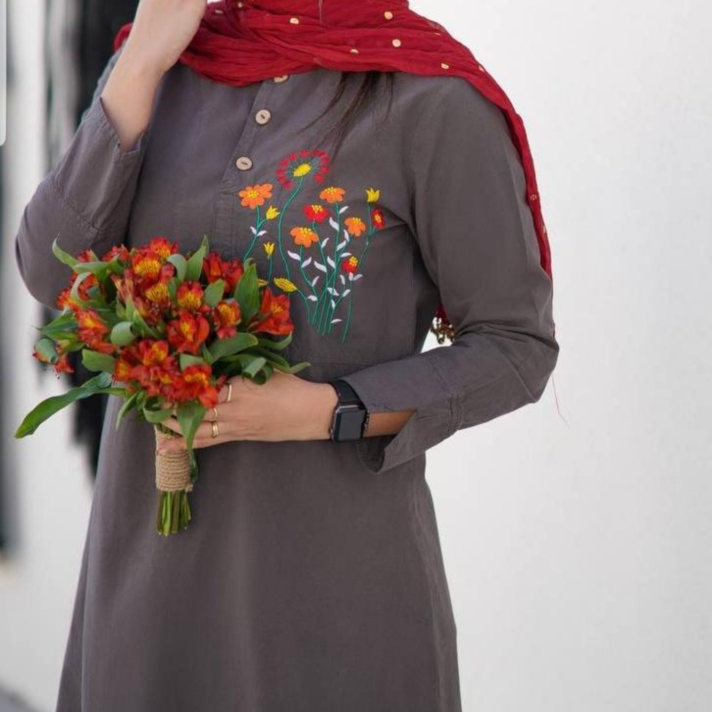 تونیک بلند گلدوزی مناسب شب عید رنگبندی جذاب