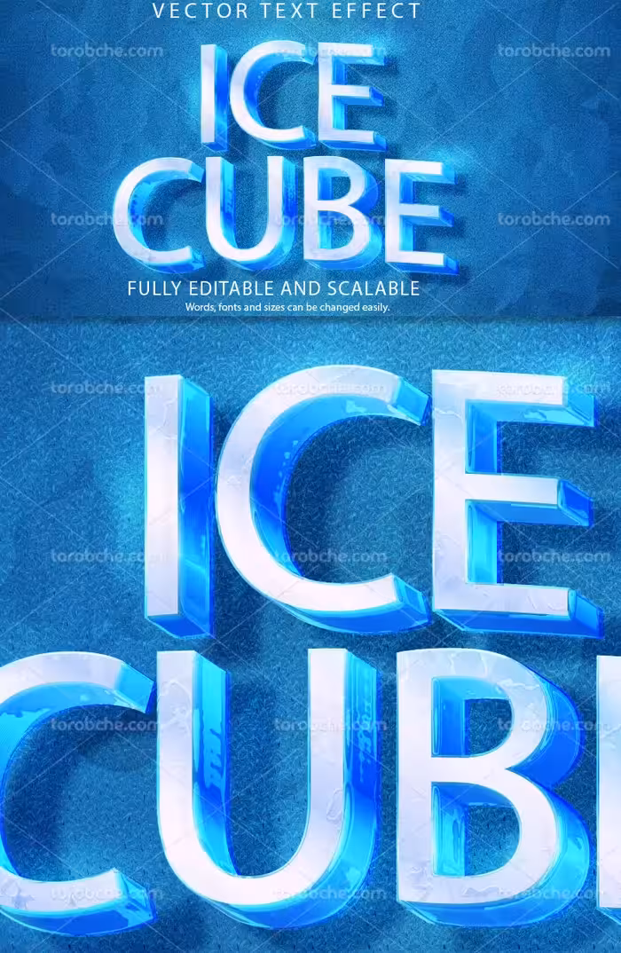 وکتور افکت متن آبی | گرافیک با طعم تربچه