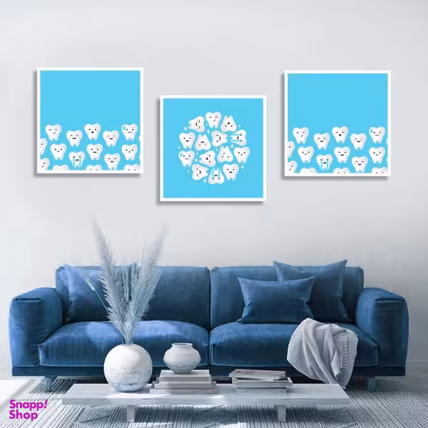 تابلو بکلیت طرح سلامت دندان و مطب دندانپزشکی مدل W-1317 مجموعه 3 عددی