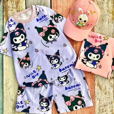 تیشرت شلوارک دخترانه ست کرومی