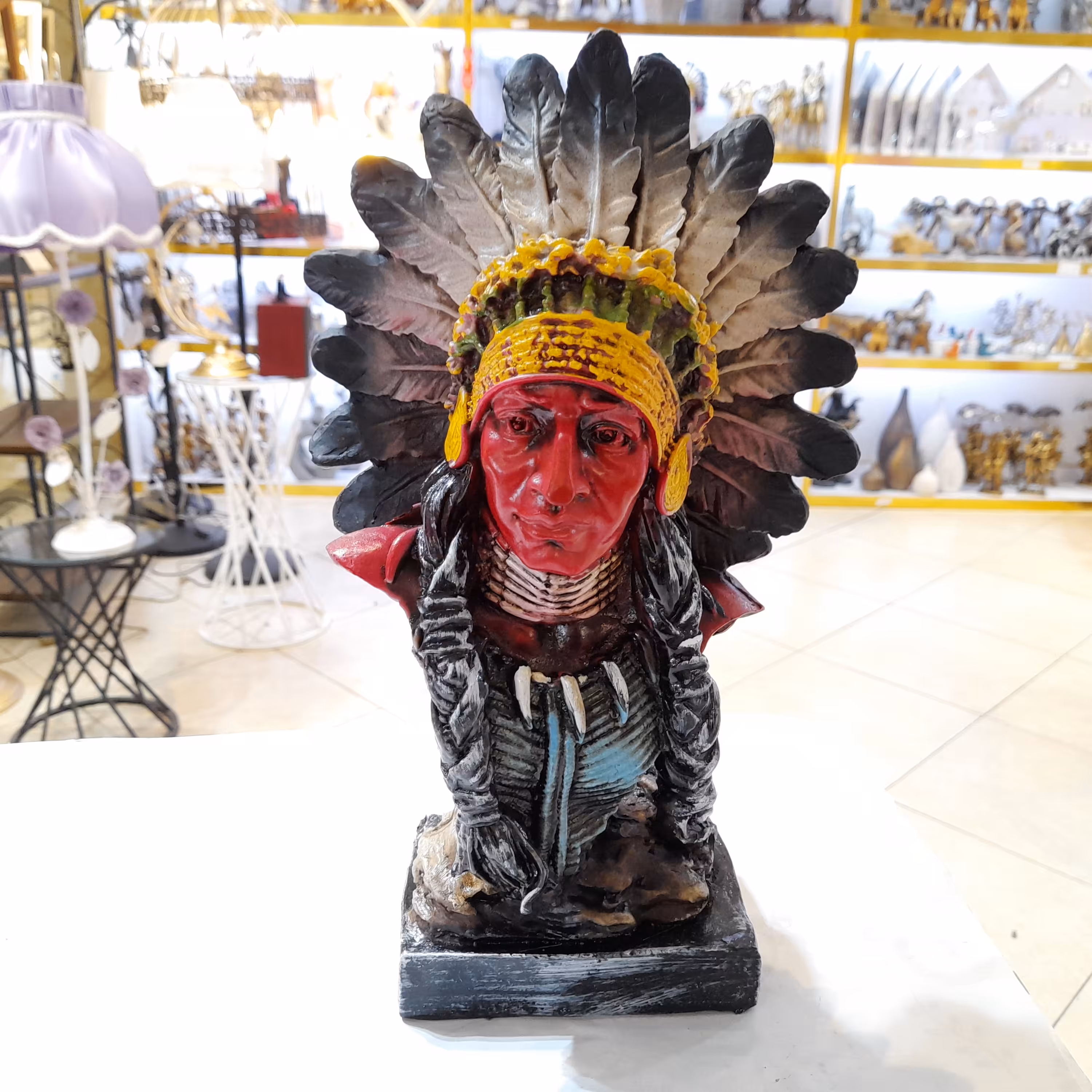 مجسمه سرخپوست،  مجسمه طرح سرخ پوستی پلی استری کد 01 ، سرخ پوست رو میزی کیفیت عالی