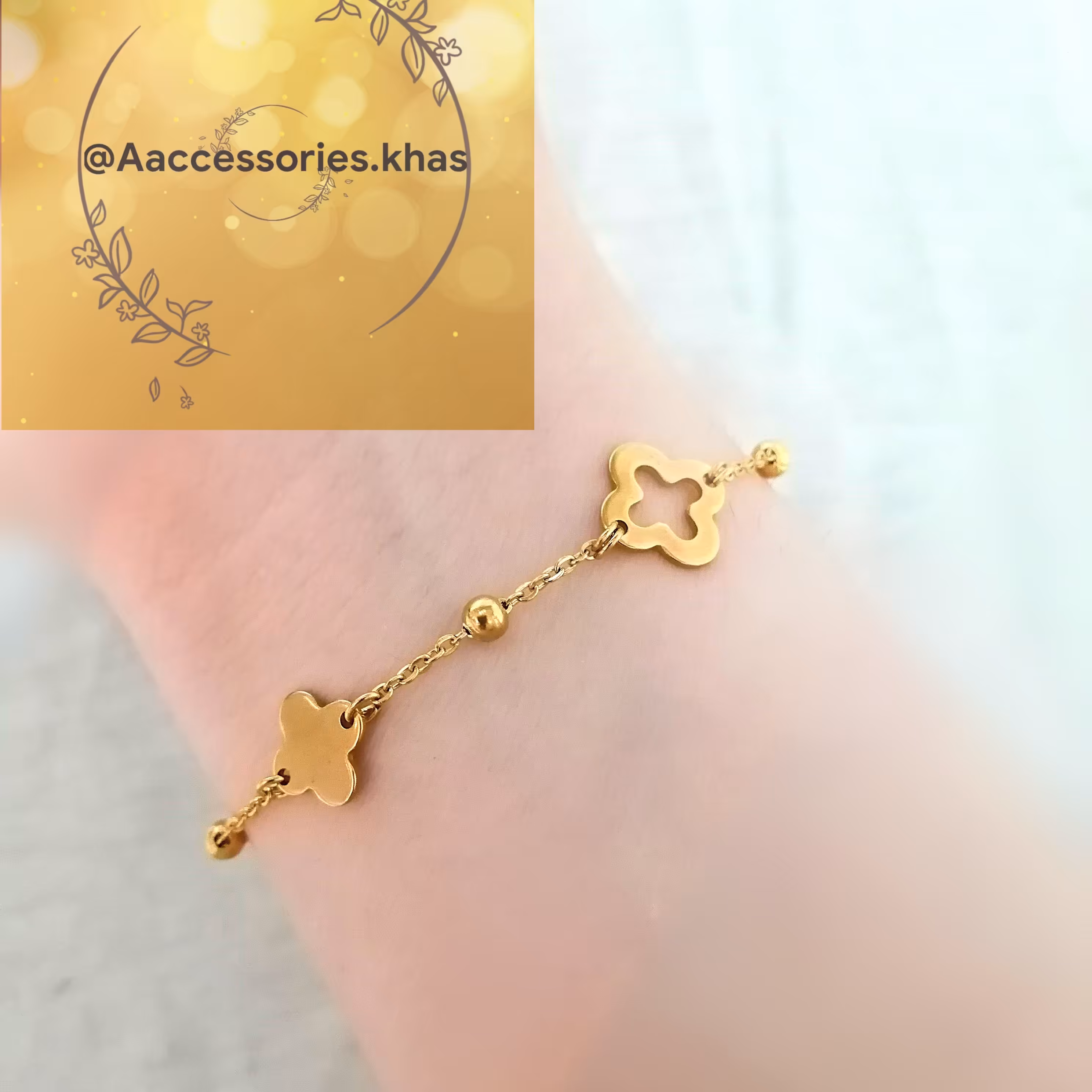 زیورآلات بدلیجات اکسسوری دستبند استیل طلایی رنگ دست ساز مشابه طلا