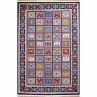 گلیم ماشینی افرند کد 9905 زمینه سرمه ای (یک و نیم متری)