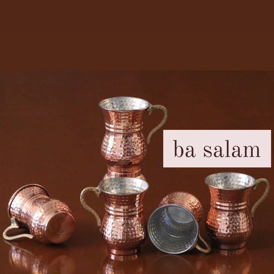 لیوان کمر باریک مسی چکشی با ورق مس با کیفیت و نانو شده و دارای مهر زنجان