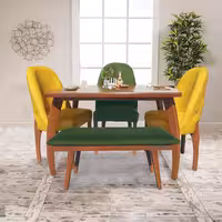 میز ناهارخوری 5 نفره چوبی مدل بوگاتی با میز بوگاتی (هزینه ارسال پس کرایه )