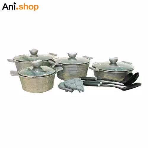 سرویس قابلمه 11 پارچه طوسی نقره ای لاین مدل UN-7725 کد 242