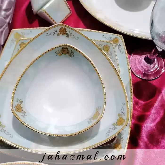 سرویس چینی پردیس طرح کاژین فیروزه ای 30 پارچه کد 457i