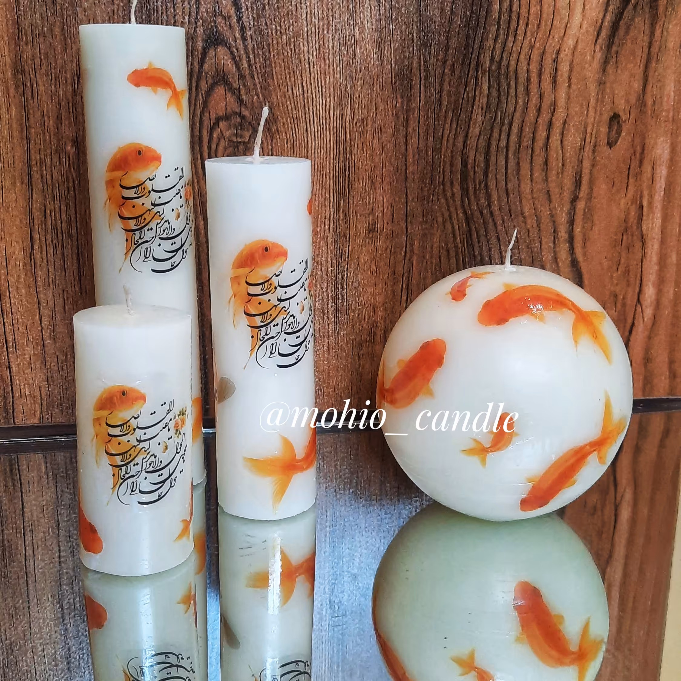 شمع استوانه ماهی سه تایی قطر 4 سانت 