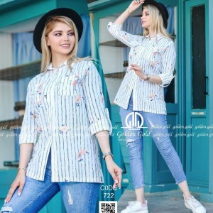 مانتو زنانه نخی مدل بیتا جنس وال گلدوزی شده