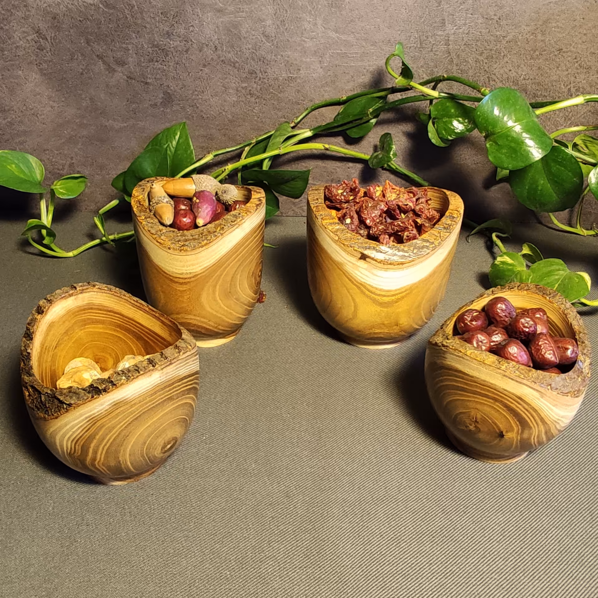 کاسه لبه پوستی چوبی 